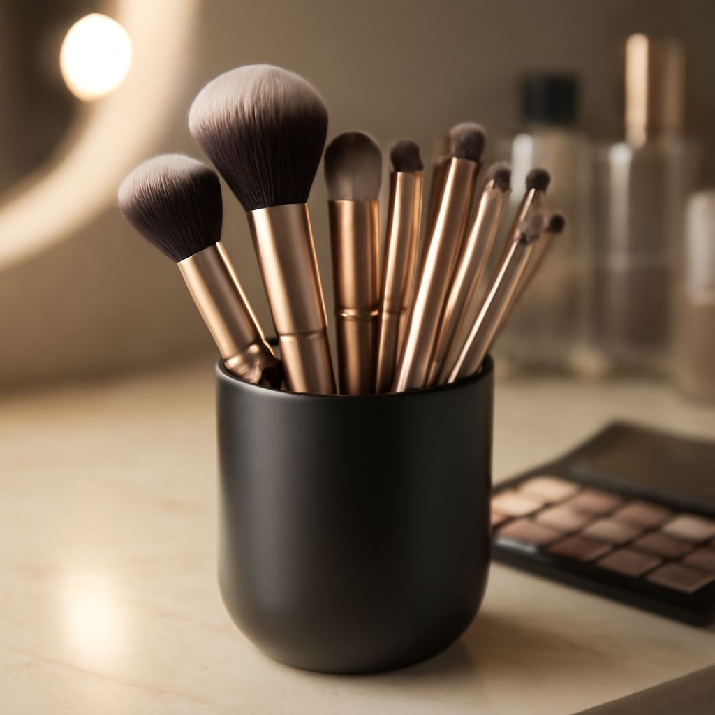 Meu segredo: o kit de pincéis que eleva sua maquiagem a nível profissional em casa.