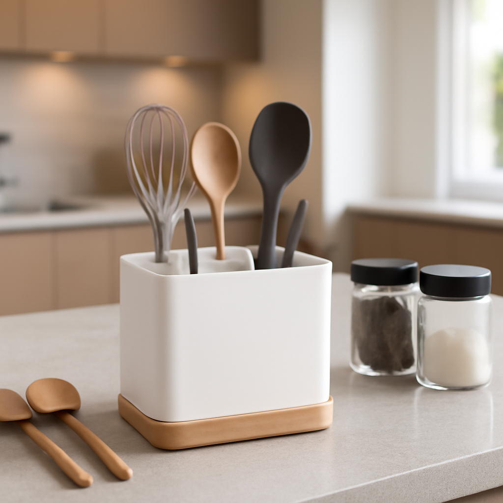 suporte compacto que organiza utensílios e facilita o dia a dia na cozinha