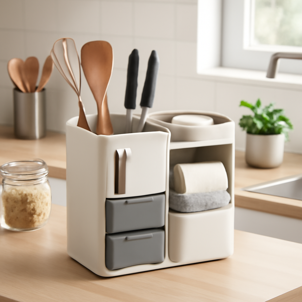 organizador compacto que otimiza a cozinha e facilita o dia a dia doméstico