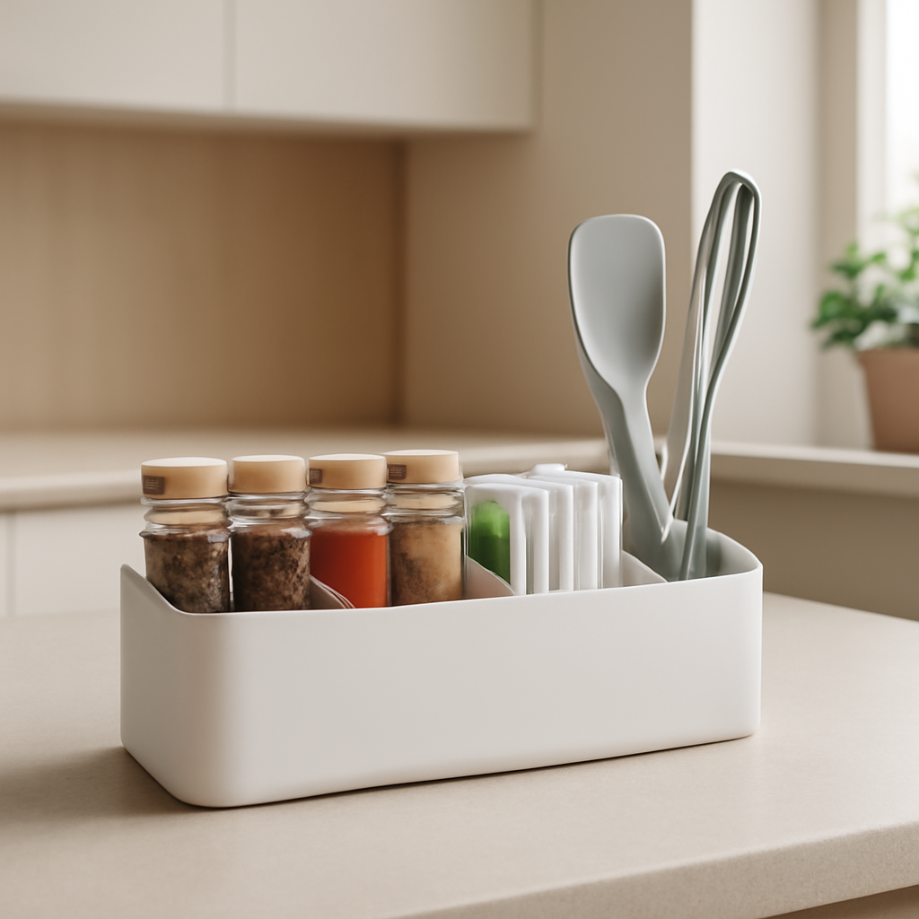 organizador compacto que facilita a organização da cozinha e evita bagunça