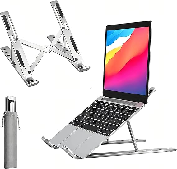 Suporte de Alumínio para Notebook: 6 Ângulos, Dobrável e Ergonômico