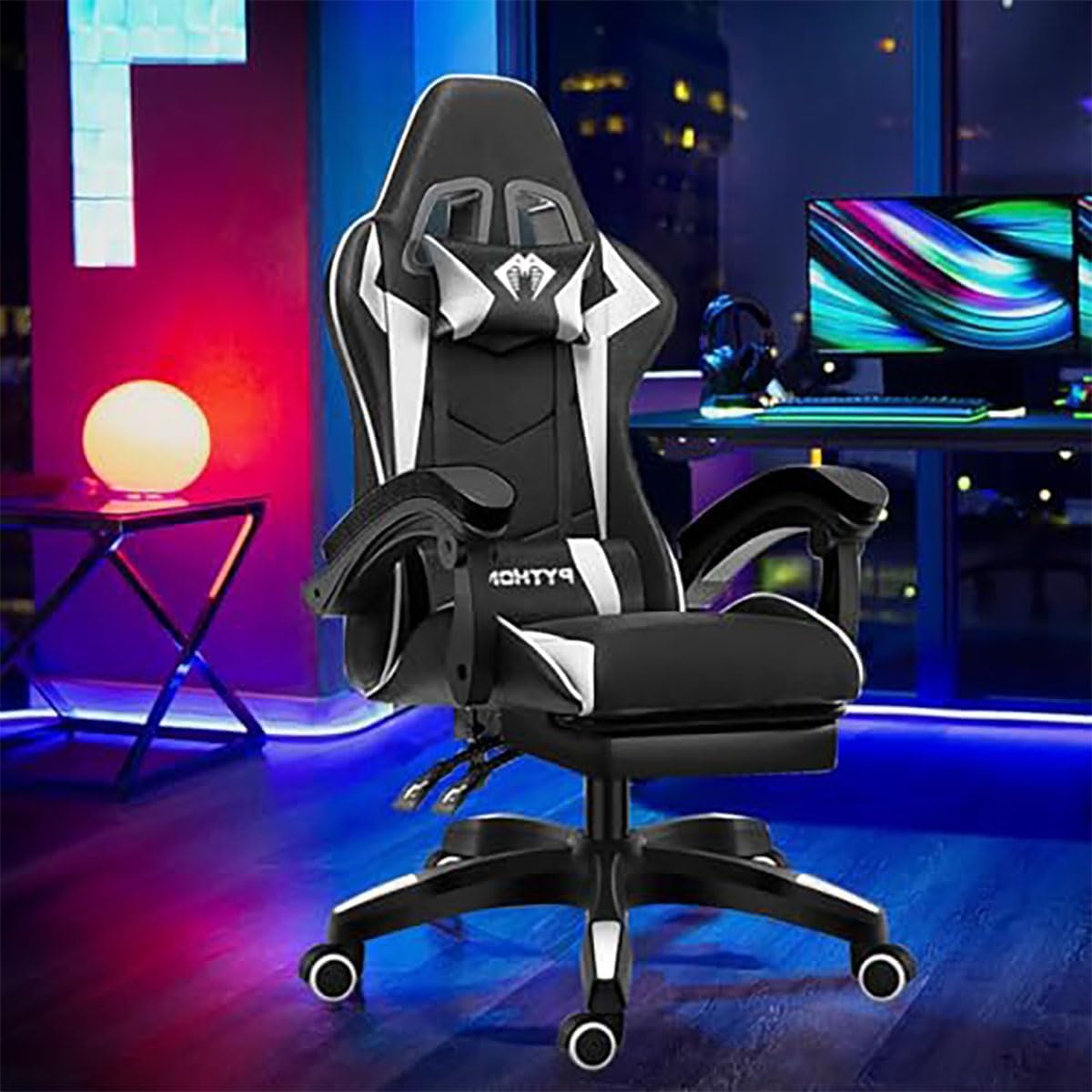 Cadeira Gamer Ergonômica com Apoio para Pés Branco por R$593,10