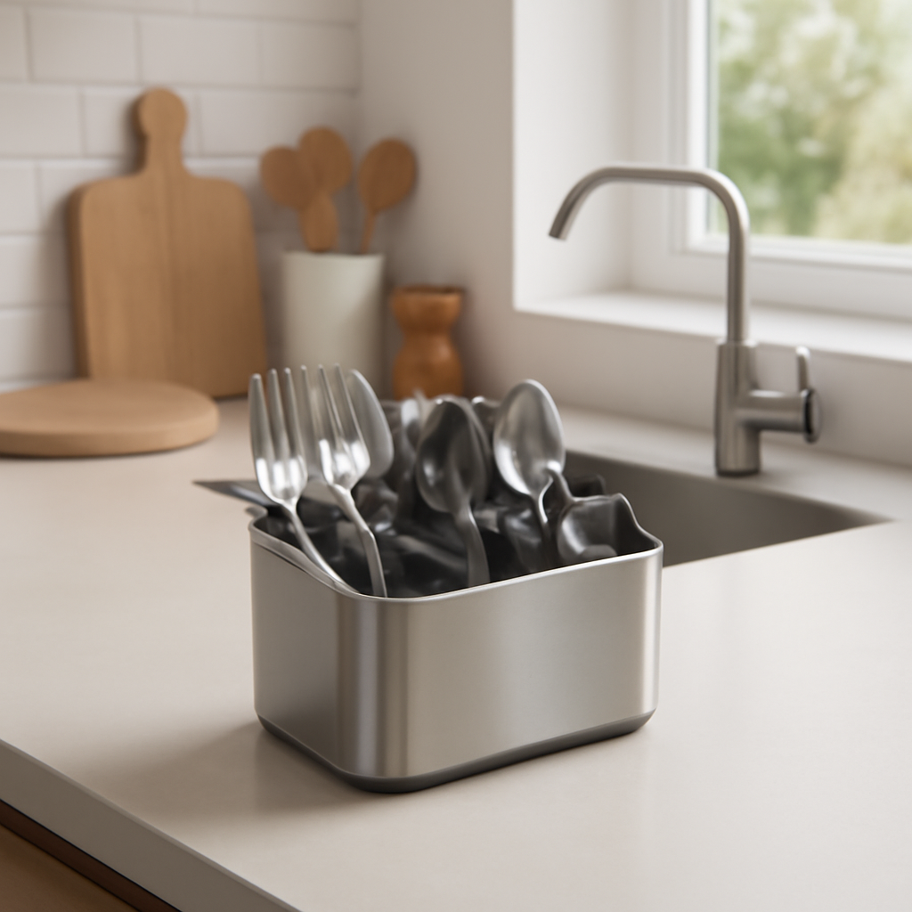 porta-talheres funcional que otimiza a organização e facilita o dia a dia na cozinha