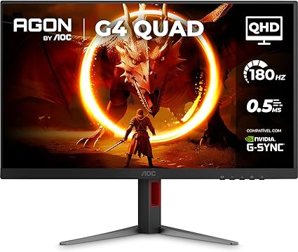 AOC AGON QUAD 27: QHD 180Hz 0.5ms HDR10, base ajustável — R$1.222,87