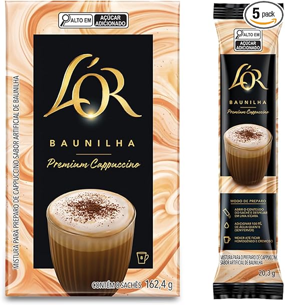 Cappuccino Premium L’Or Baunilha – 8 sachês R$22,57 com entrega grátis