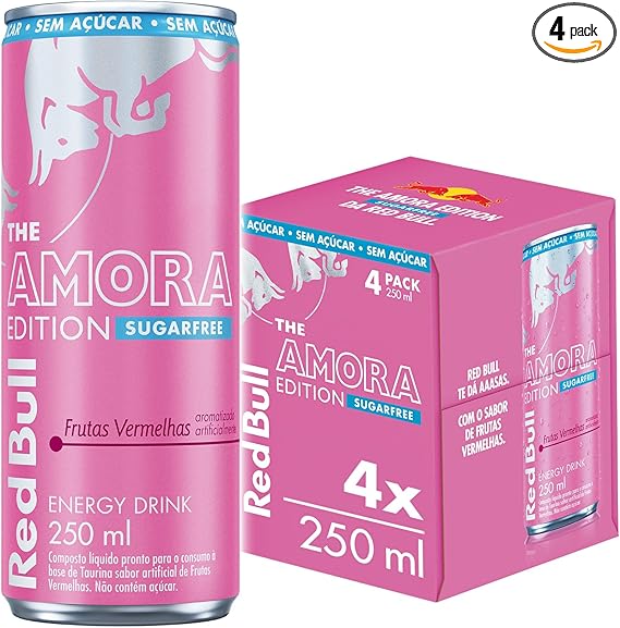 Red Bull Amora Sem Açúcar 250ml: Pack 4 por R$29,19 — energia prática