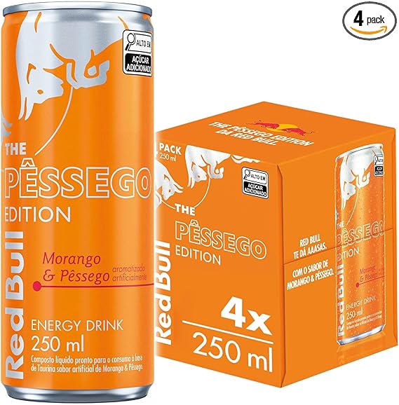 Pack Red Bull Morango & Pêssego 4x250ml por R$30,70 com entrega grátis