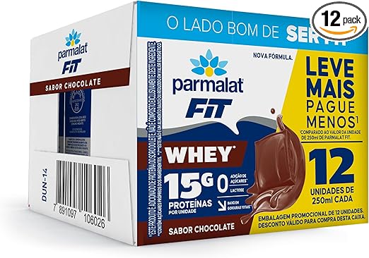 Parmalat Fit: Bebida proteica chocolate 15 g, 250 ml, 12un por R$77,88