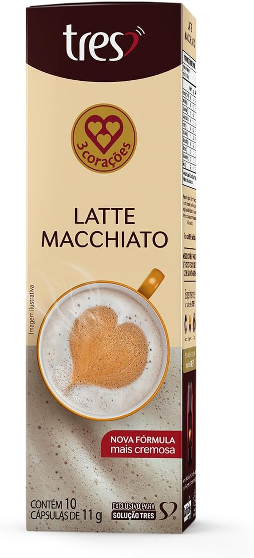 3 Corações Latte Macchiato TRES, 10 cápsulas por R$22,95 (R$2,30/un.)