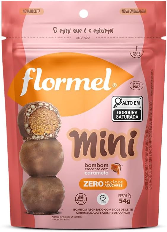 Mini Bombom Crocante com Caramelo FLORMEL Zero Açúcar 54g — Amazon