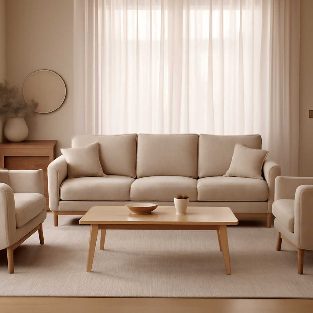 kit sofá 3 lugares e poltronas que une conforto e elegância para sua sala de estar