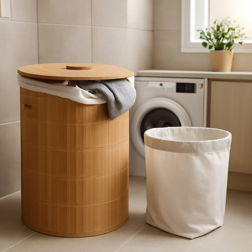 Cesto de roupas em bambu que organiza e protege roupas com praticidade na casa