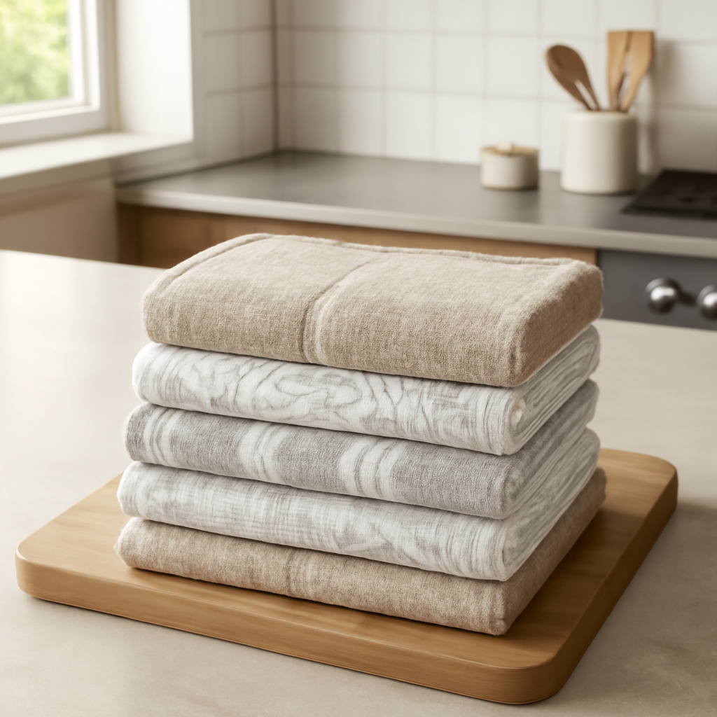 Kit de panos de prato em algodão que une alta absorção e durabilidade para a cozinha diária