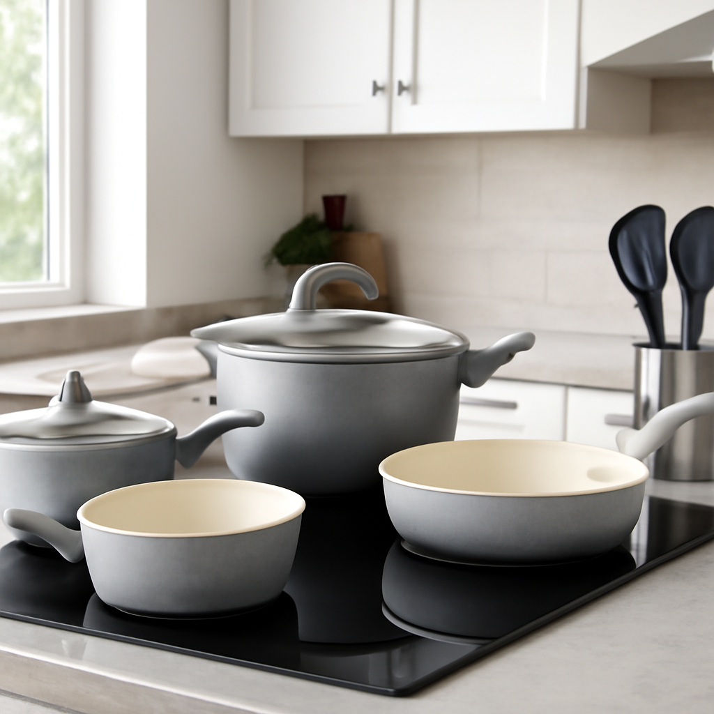 Jogo de panelas antiaderente que facilita o preparo e limpeza na cozinha diária