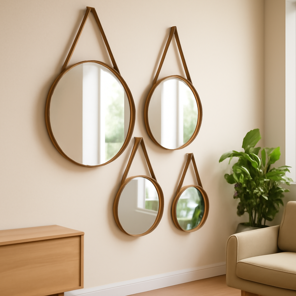 Espelho redondo com alça que valoriza e amplia ambientes residenciais e comerciais