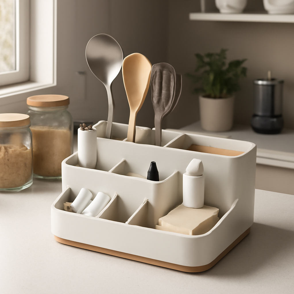 organizador compacto que otimiza a cozinha e facilita a organização diária