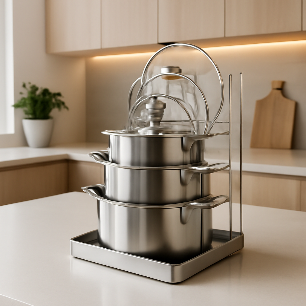 Suporte para panelas que organiza a cozinha e facilita o uso diário