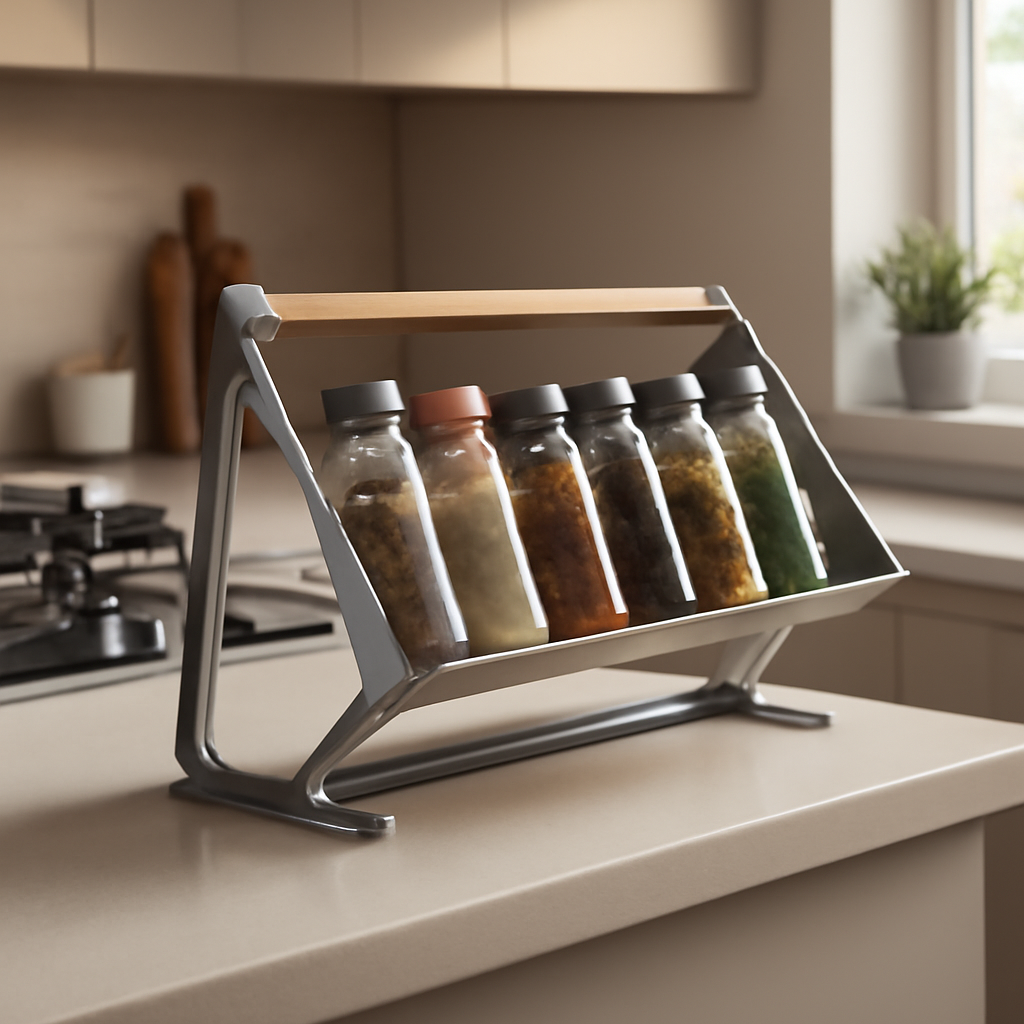Porta-temperos dobrável que organiza a cozinha com praticidade no dia a dia