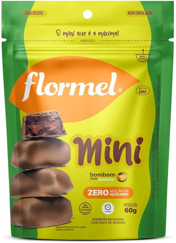 Mini Bombom Banana FLORMEL Zero Açúcar 60 g R$9,89 com frete grátis