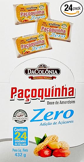 Pacoca Rolha Zero DaColônia Display 432 g: sem açúcar na Amazon