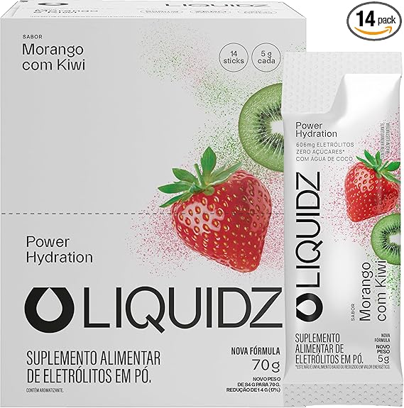 LIQUIDZ Eletrólitos Sem Açúcares Morango-Kiwi 14 sachês para treino